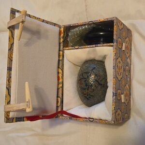 NEW! Vintage Cloisonne Plique A Jour Egg and Stand